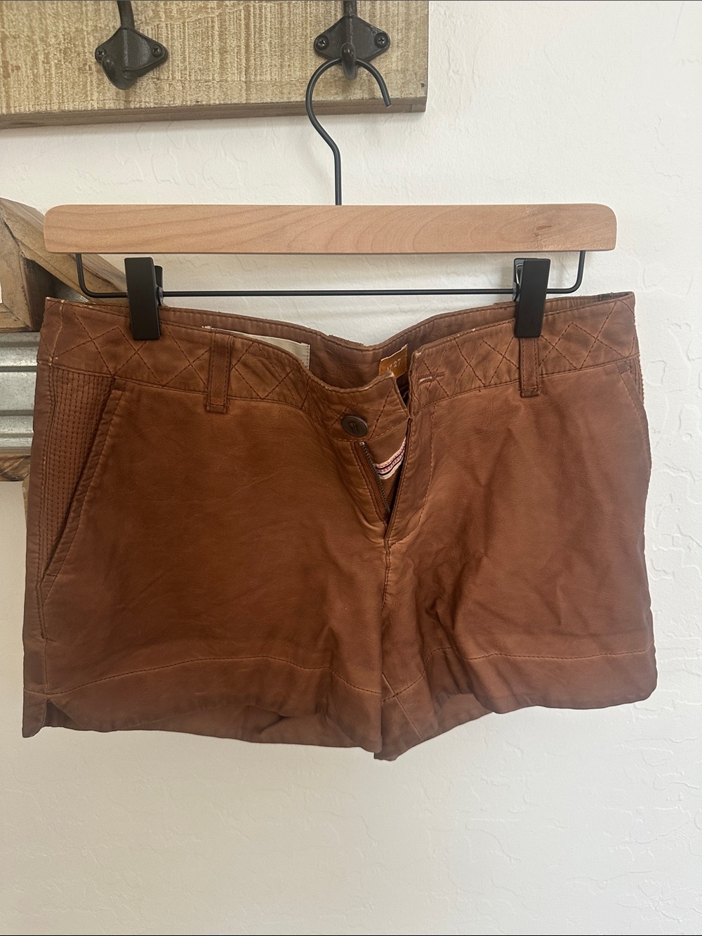 Pilcro Brown Leather Women's Shorts